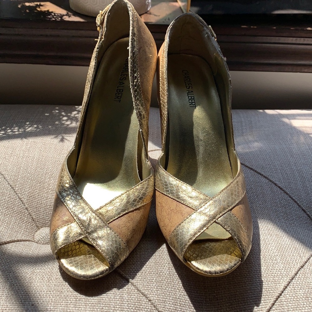 Charles Albert peep toe wedges